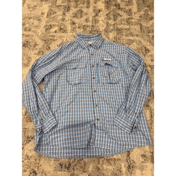 Gander Mountain Other - Gander Mountain Guide Series Mens XL Blue Plaid Fishing Shirt Long Sleeve Vented
